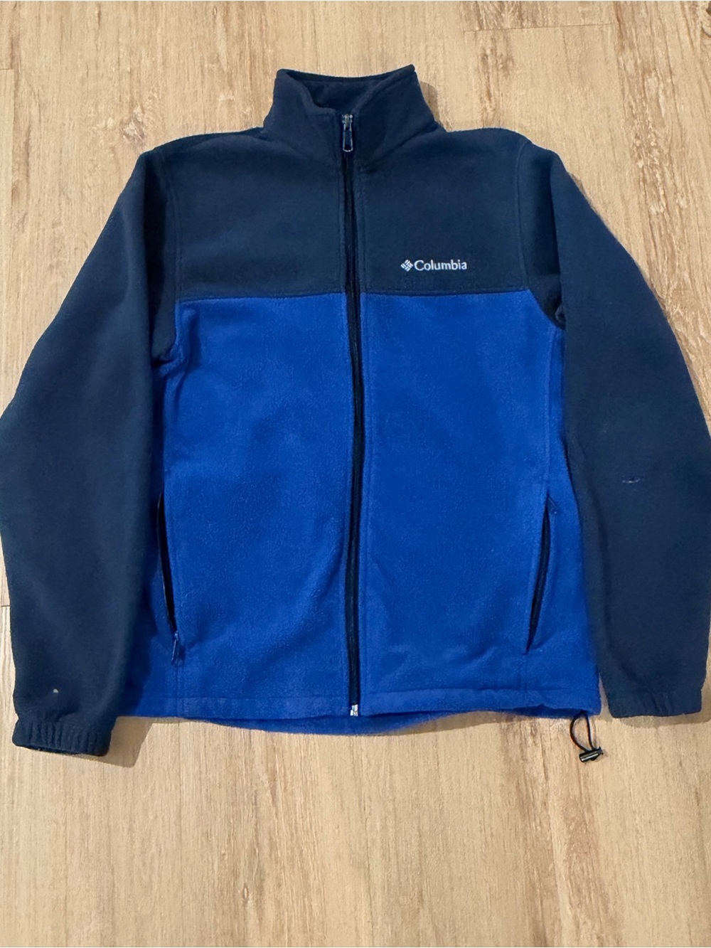 Columbia Mens Colorblock Full Zip Jacket Zipped Pockets Stand-Up Blue/Black M